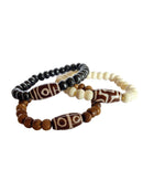Recyceltes Knochen-Perlenarmband von Yak & Yeti, handgefertigter Schmuck mit naturfarbenen Perlen aus Knochenmaterial.