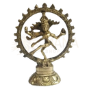 Goldene messingstatue von tanzender shiva als nataraja mit detaillierter verzierung im mana shop von yak und yeti