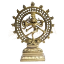Goldene messing statue tanzender shiva nataraja mit ornate kreishalo bei mana shop yak und yeti