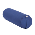 Blauer zylindrischer yoga bolster eco dinkel mit glatter stoffoberfläche und dezenter naht für yogapraxis