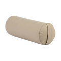 Beige yoga bolster eco dinkel mit ziernähten und reißverschluss für komfort beim yoga trening