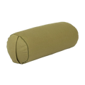 Olivegrüner yoga bolster eco dinkel zylindrisch aus strapazierfähigem stoff mit sichtbaren nähte