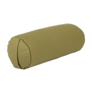 Olivegrüner yoga bolster eco dinkel zylindrisch aus strapazierfähigem stoff mit sichtbaren nähte