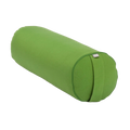 Grüner yoga bolster eco dinkel mit stoffriemen und sichtbaren nähte für nachhaltige yogapraxis