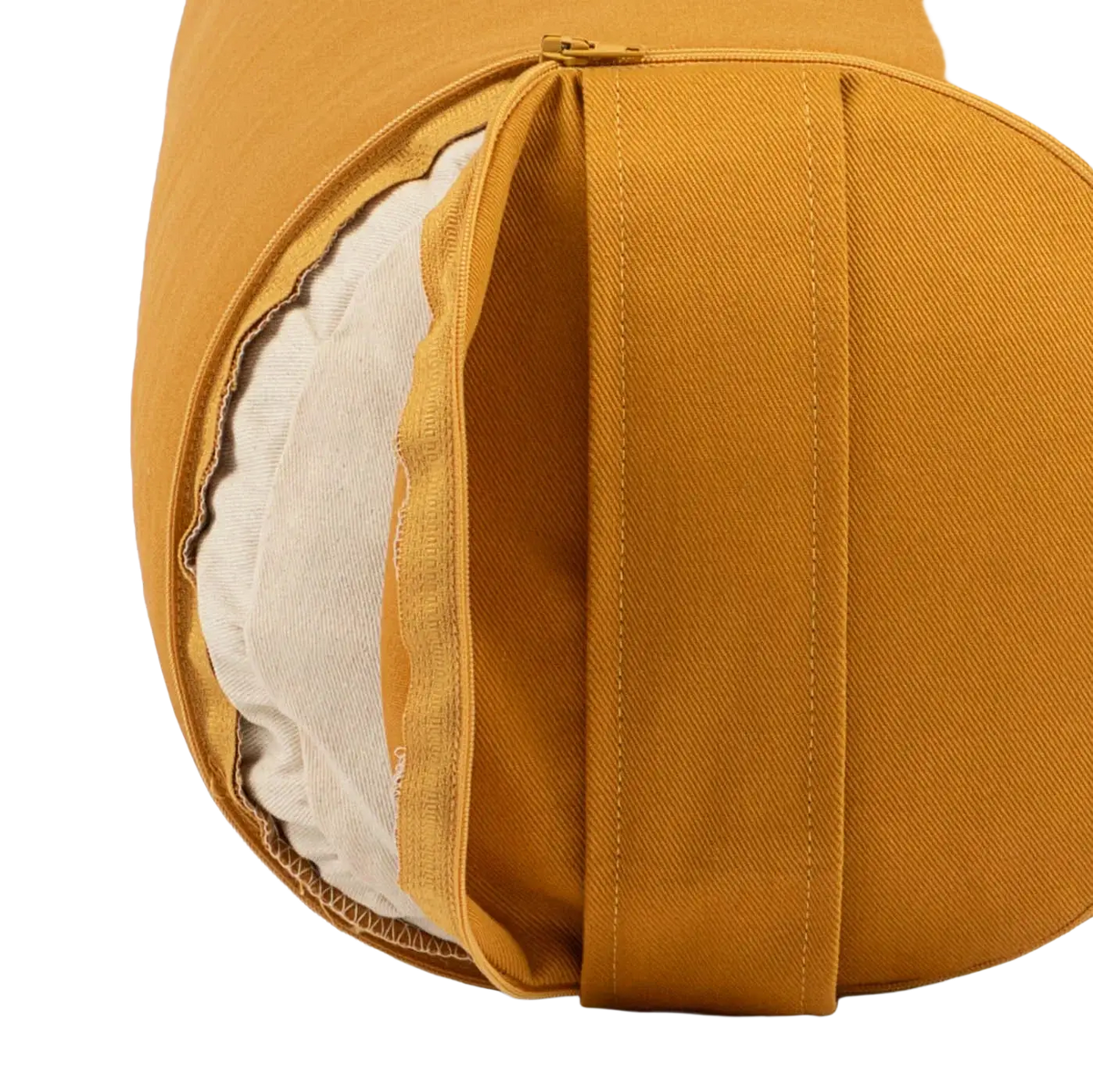 Bodynova Yoga Bolster ECO Dinkel in senfgelber Farbe, aus Leinenoptik, für Yoga-Übungen und Entspannung.