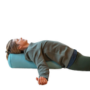 Teal yoga bolster eco dinkel in cylindrical shape made from natural materials for yoga support