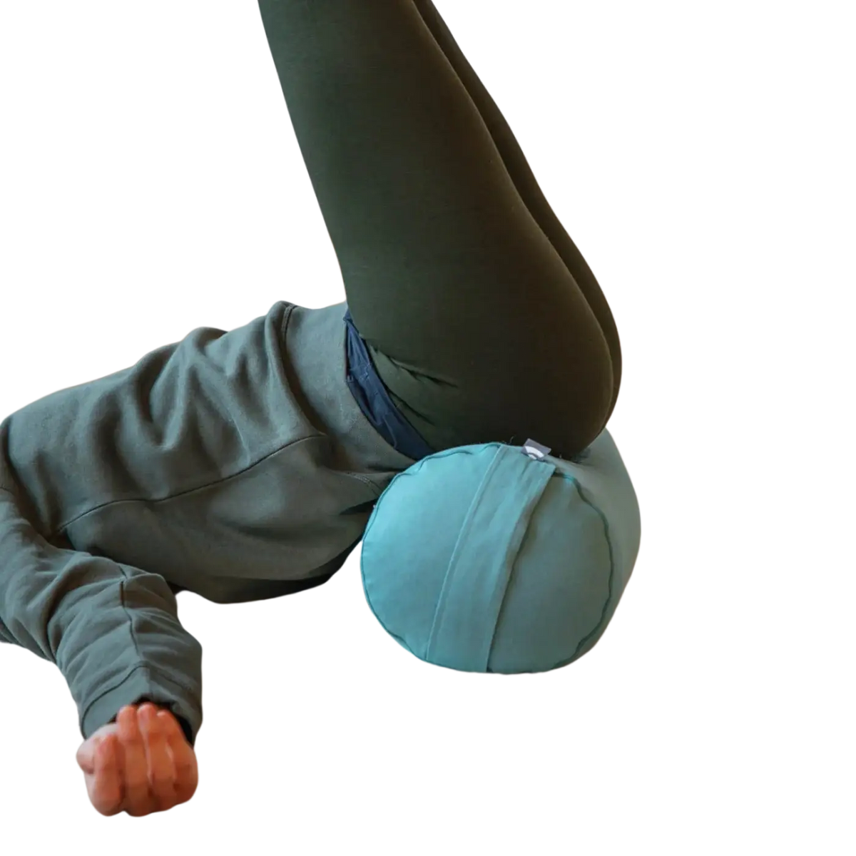 Yoga Bolster ECO Dinkel von Bodynova aus türkisfarbenem Stoff, ideal für Yoga-Übungen und Entspannung.