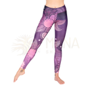 Niyama yoga leggings in purple blossom with intricate pink and purple mandala floral patterns perfect for yoga