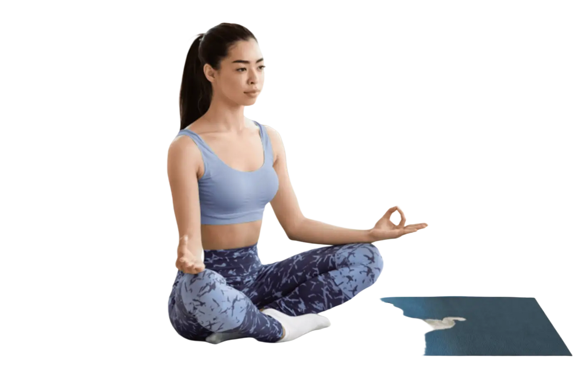 Bodynova Yoga on Art Matte Cloud Flower, blaue Yogamatte mit Blumenmuster, rutschfest und langlebig für Yogaübungen.