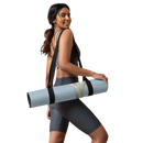 Helle blaue Bodynova Yogamatte "Cloud Flower" mit Blumendruck, rutschfest und strapazierfähig für Yoga-Übungen.