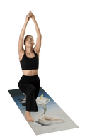 Schwarze Bodynova Yoga on Art Matte Cloud Flower Yogamatte mit blumigem Design für Yoga und Fitnessübungen