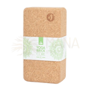 Natürlicher kork yogablock xl mit weißem etikett grüner mandala text für therapeutische anwendungen mana shop