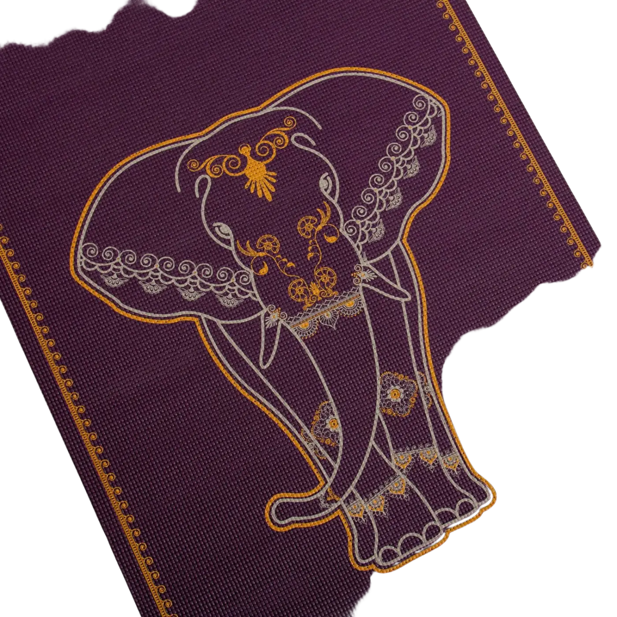 Bodynova Yogamatte BIG ELEPHANT in Lila, rutschfest und komfortabel, mit kunstvollem Muster für Yoga und Fitness.