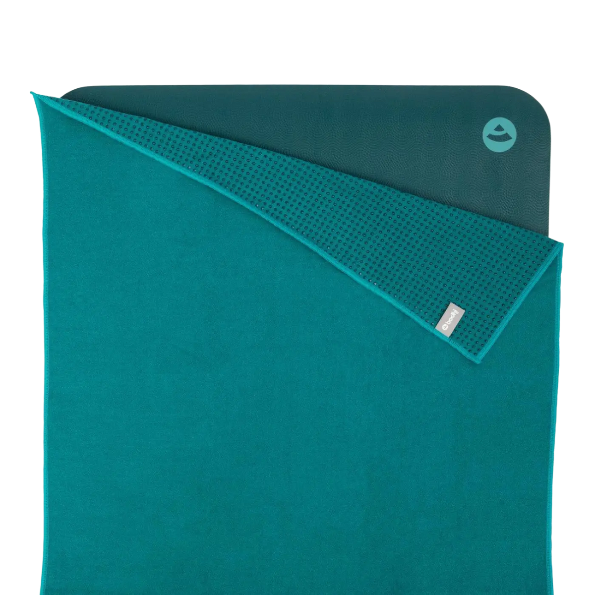 Bodynova Yogatuch Grip² mit Antirutschnoppen in Jungle Green, für sicheren Halt auf der Yogamatte.