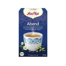 Yogi tea abend gewürztee box in blau weiß mit dekorativer tasse für yogi tea evening bioqualität europa