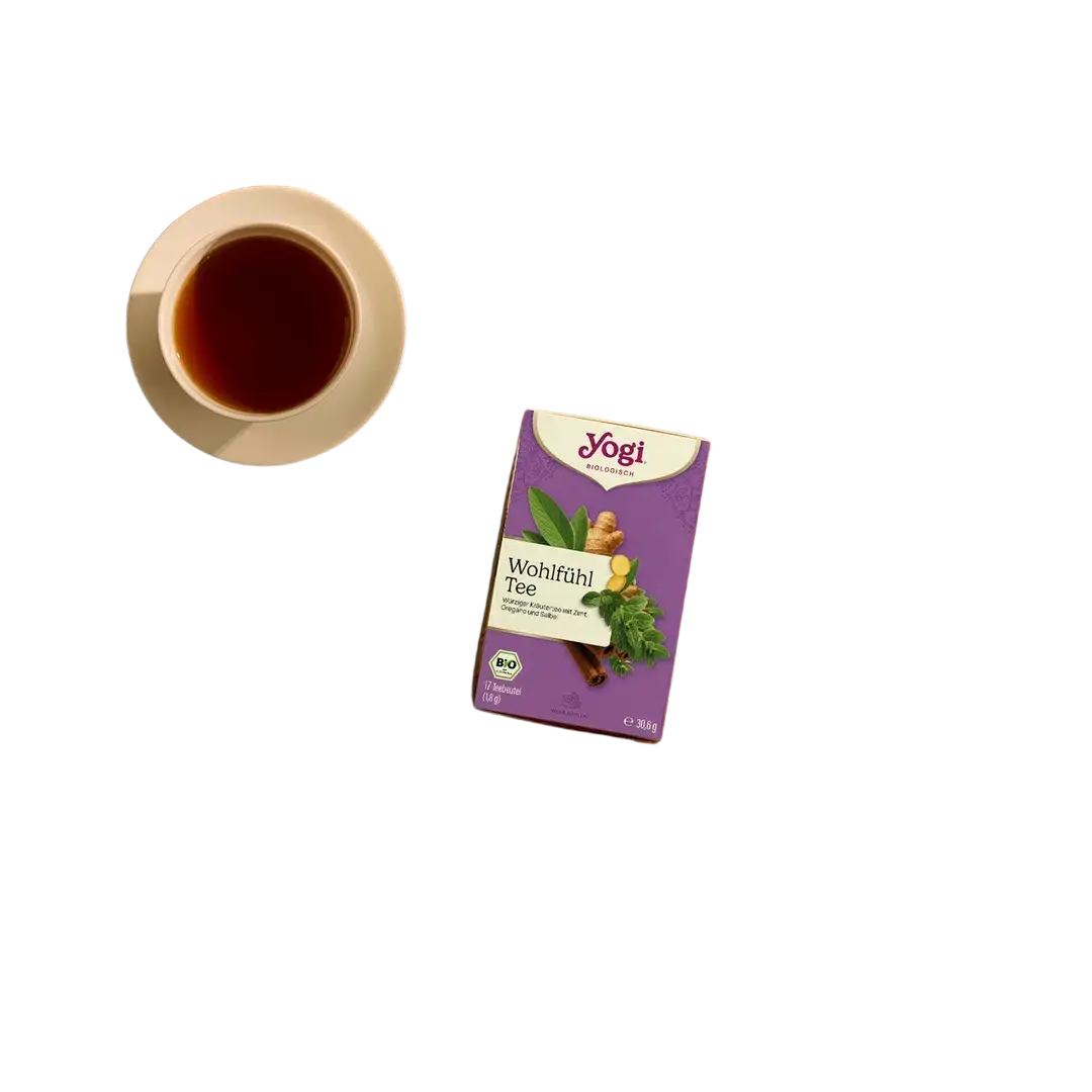 YOGI TEA Wohlfühl Tee Bio mit 17 Teebeuteln, lila Verpackung, natürliche Inhaltsstoffe, entspannender Kräutertee, vegan