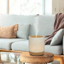 Zen'Arôme Alesia Leinen Duftlampe auf Holzuntergrund, dekorative Aromadiffuser mit Leinen-Design, entspannender Raumduft