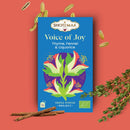 Bio-Kräutertee von Zen'Arôme mit Lakritz, Fenchel und Thymian, in einer Tasse mit Teeblättern und Kräutern, Nahaufnahme