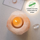 Zen'Arome Himalaya-Salzkristall-Teelichthalter aus Salzkrystallen, ideal für stimmungsvolle Beleuchtung, ca. 500g.
