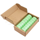 Two light green textured cylindrical bath bombs in a brown cardboard box from zen-duschdampfbäder sunshine bliss gelb