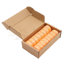 Orange zylindrische rollen von zen-duschdampfbäder tranquility tempest violett in brauner kartonverpackung