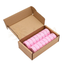 Pink zylindrische badekugeln mit marmorierter oberfläche ordentlich in kartonverpackung für zen-duschdampfbäder tranquility tempest violett