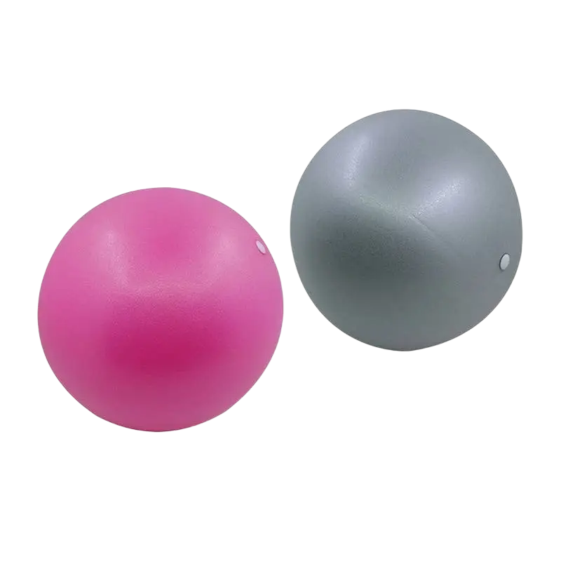 Zenarome Pilates-Bälle in Rosa und Grau, Durchmesser 25 cm, für Yoga und Pilates, auf einer Trainingsmatte liegend
