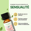 Kleine bernsteinfarbene glasflasche zen arome ätherische öl-synergie sensualität für moments of pleasure