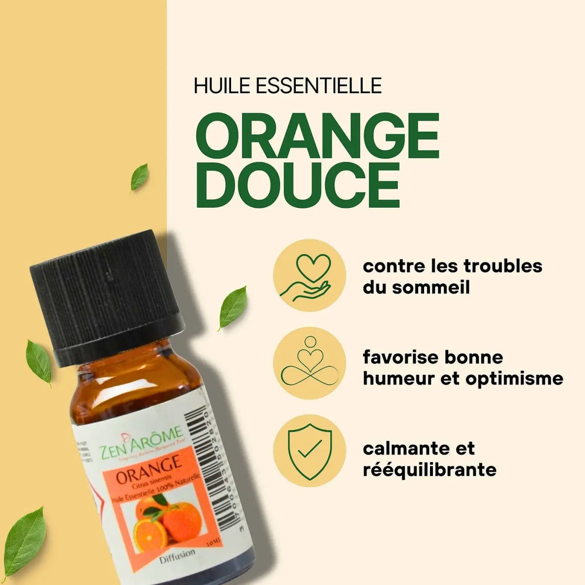 Ätherisches Süßorangenöl von Zen'Arôme in 10 ml Flasche, natürliches ätherisches Öl mit frischem Orangenaroma, für Aromatherapie