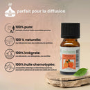 Kleine bernsteinfarbene glasflasche mit schwarzem deckel und weißem label von zen arome süßorangenöl für kaltdiffusion