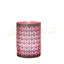 Zen’arome aromatic diffuser mit fernbedienung in mattgrauem keramikdesign mit geometrischem blattmuster und rosa led-licht
