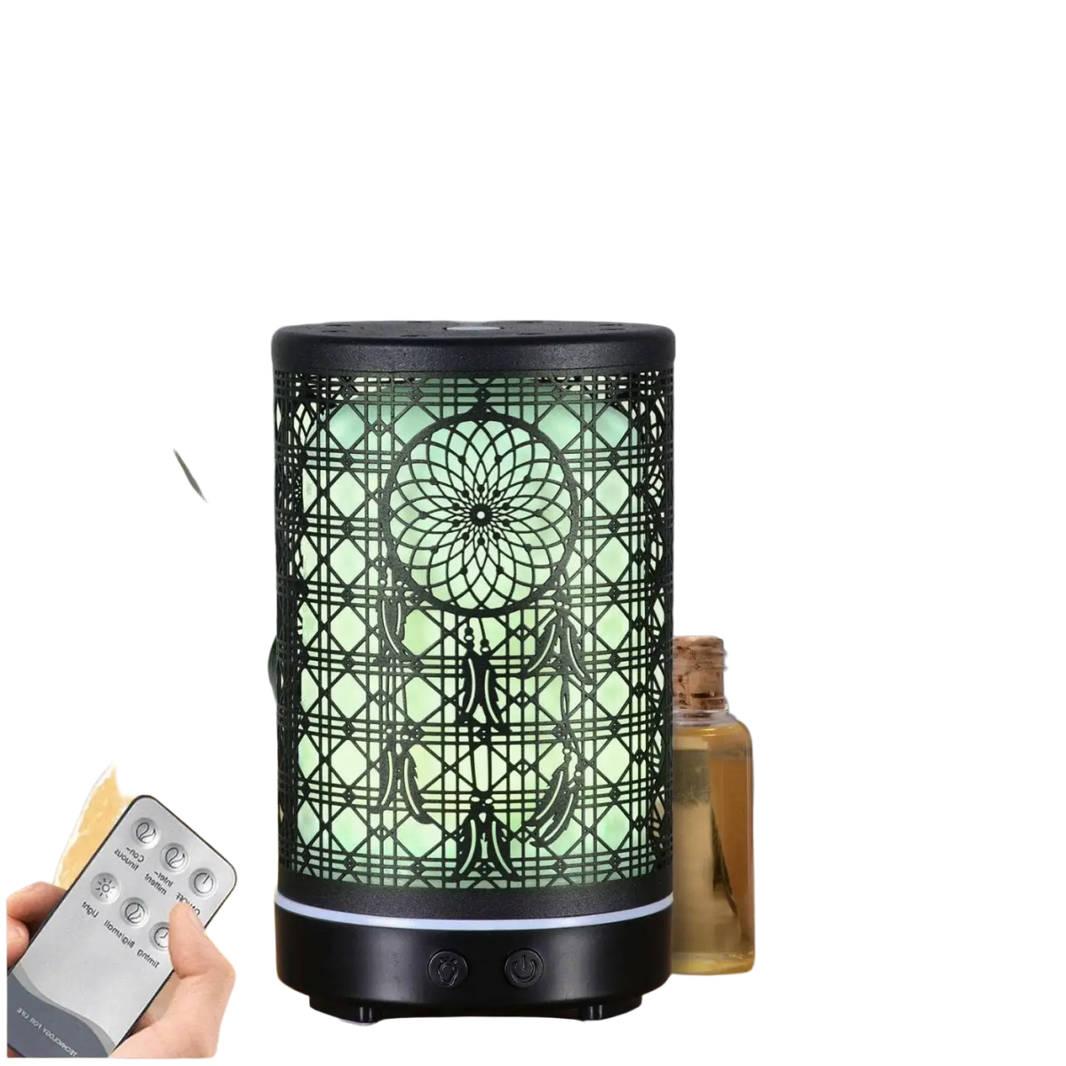 Schwarzer Zen'Arome Aromadiffusor mit Fernbedienung und moderner Design, ideal für Raumduft und Aromatherapie.