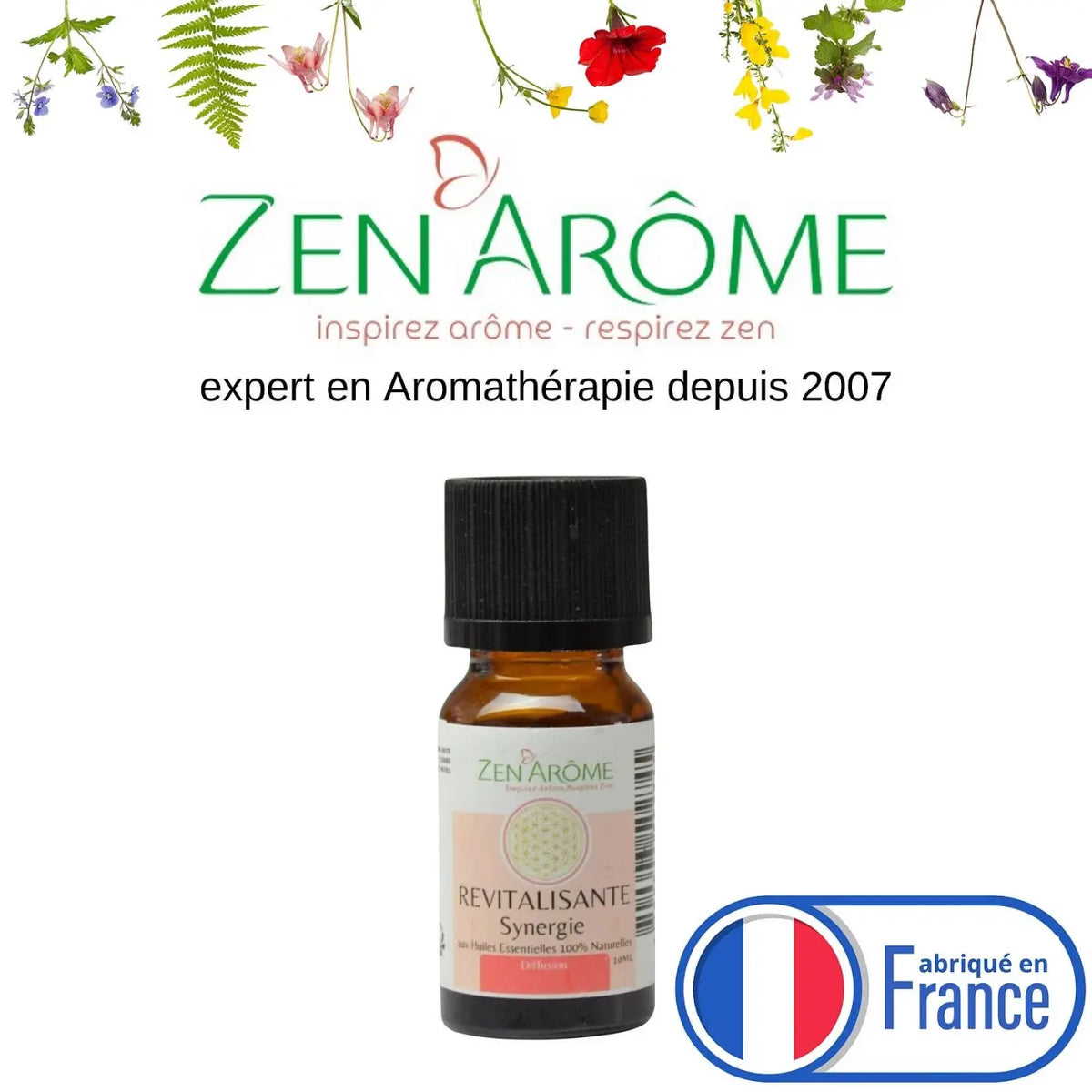 Belebende ätherische Öl-Mischung von Zen'Arôme, 10 ml, in kleiner Flasche, ideal für Aromatherapie und Wellness.