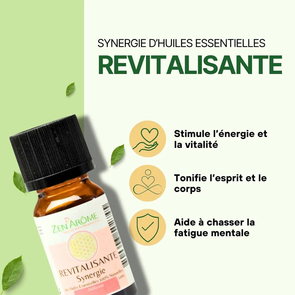 Zen'Arôme belebende ätherische Öl-Mischung in kleiner Bernsteinflasche, 10 ml, für Aromatherapie und Wohlbefinden