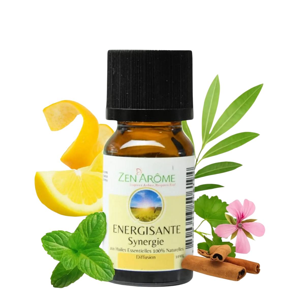 Ätherische Ölmischung von Zen'Arôme, belebend, in 10 ml Amberglasflasche, natürliche ätherische Öle für Aromatherapie.