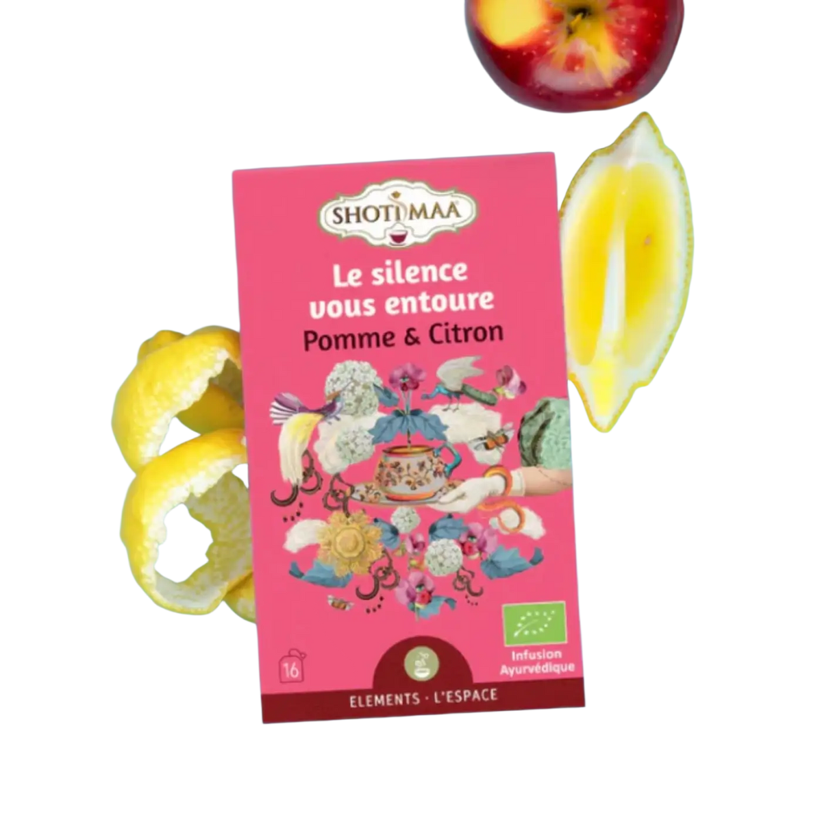 Bio-Kräutertee Wellness-Infusion von Zen'Arôme mit Apfel und Zitrone, 16 Teebeutel, frischer und aromatischer Tee.