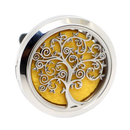 Silver tree of life auto clip’arôme diffuser with intricate filigree design and golden interior for natürliche aromatherapie
