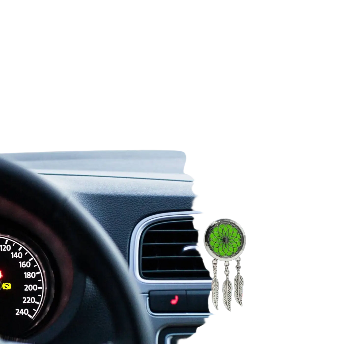 Zen'Arome Auto-Duftspender Clip'Arôme mit Traumfänger, grüner Diffusor für Auto, stilvoller Raumduftspender in grün