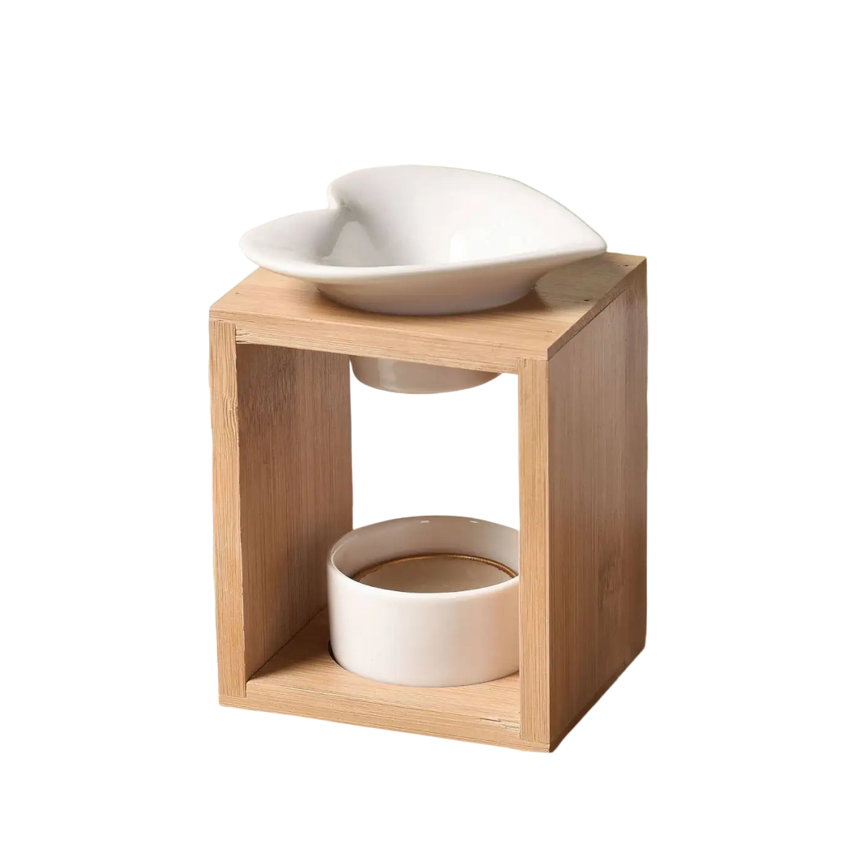 Zen'Arome Duftlampe mit Keramik- und Bambus-Design, Duftwachsschmelzer und Kerzenhalter für angenehmen Raumduft