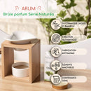 Weiße keramik herzförmige duftwachsschmelzer auf bambus- und holzbasis zen’arome scented wax mana shop