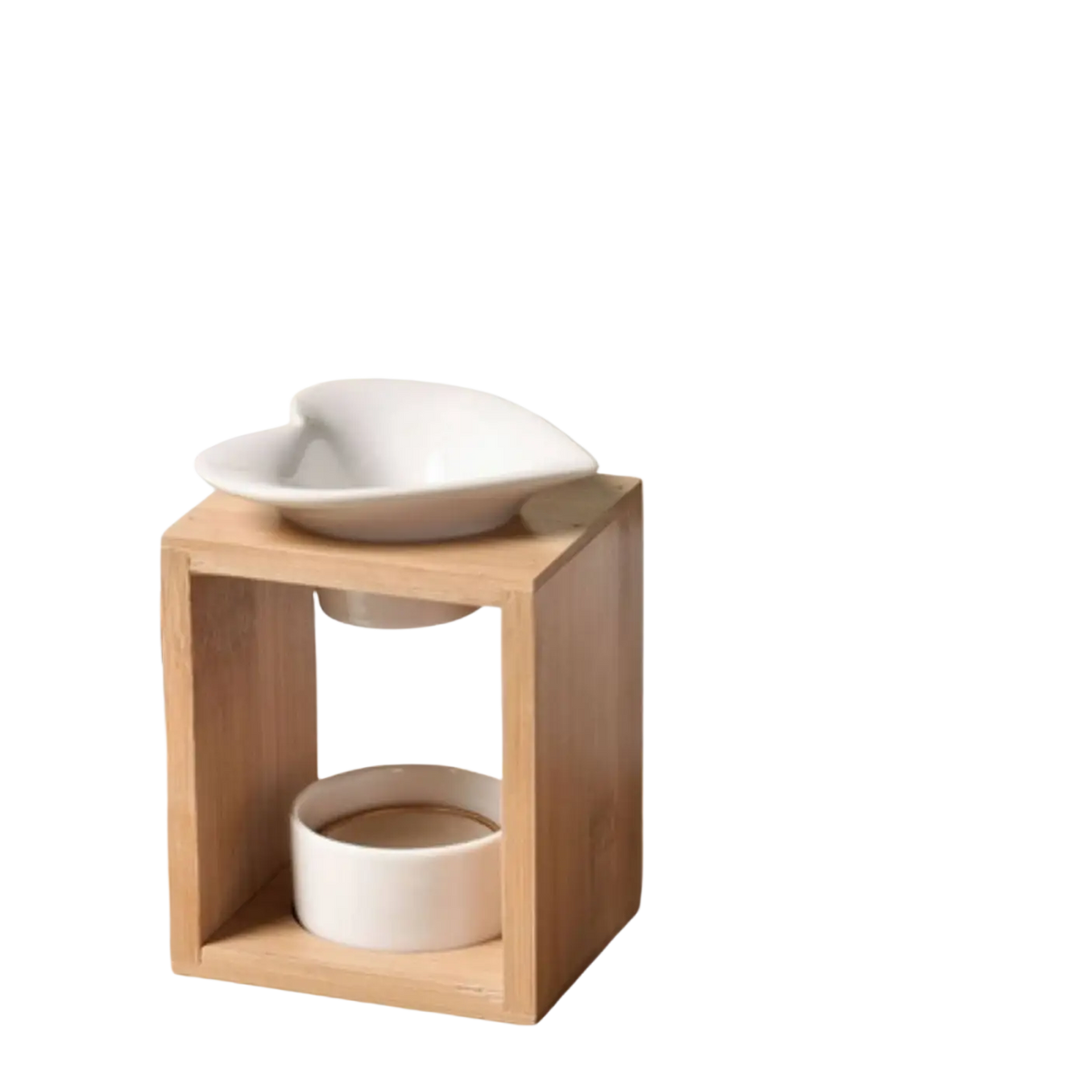 Zen'Arome Duftwachsschmelzer und Kerzenhalter aus Keramik und Bambus, Aromalampe für angenehme Raumdüfte