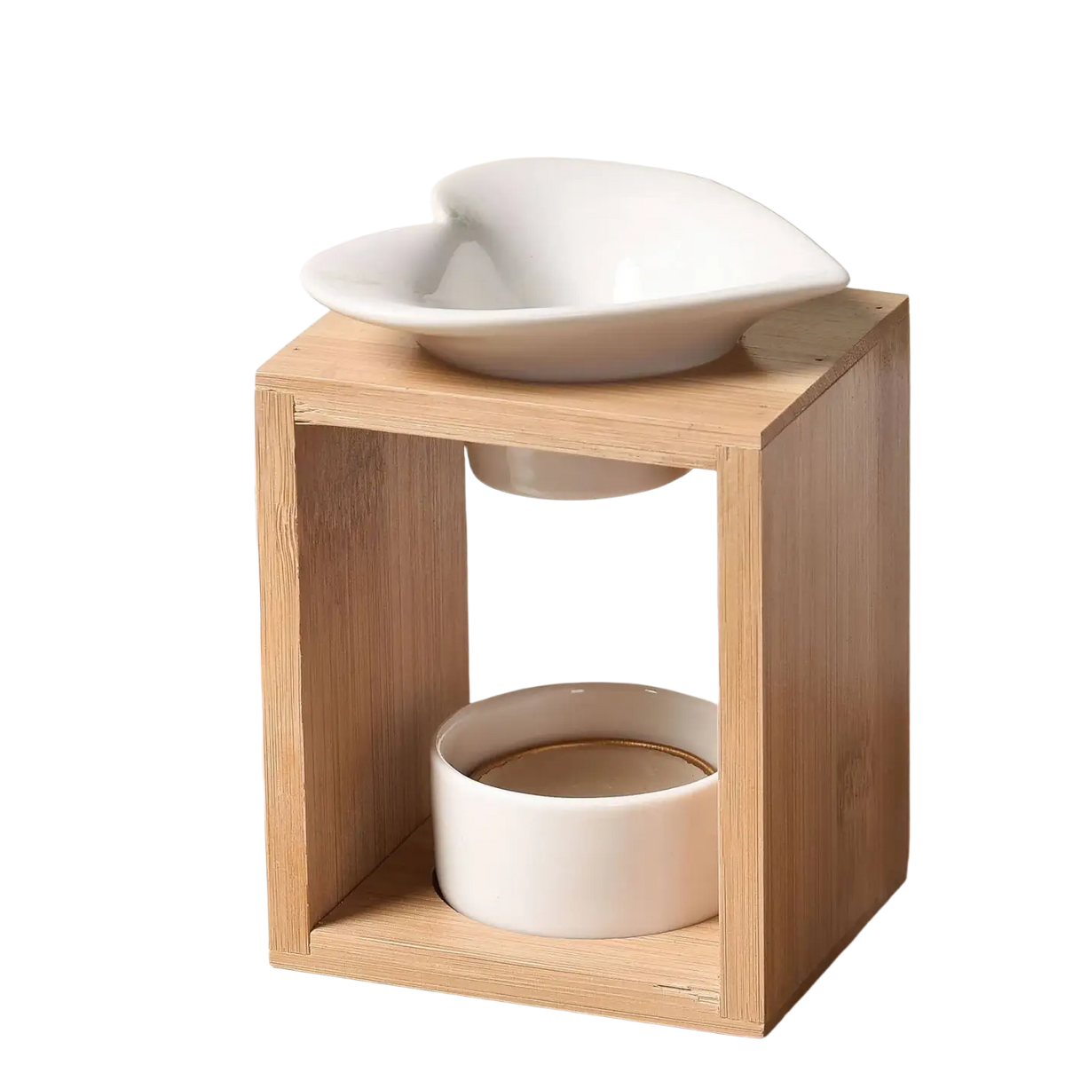 Zen'Arome Duftlampe aus Keramik und Bambus, Duftwachsschmelzer, Kerzenhalter für aromatische Düfte, elegante Raumdécor.