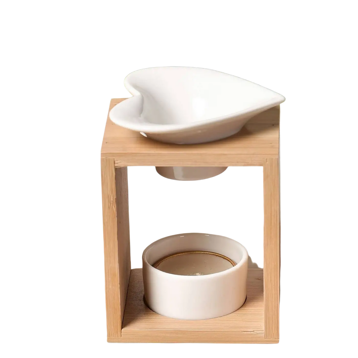 Zen'Arome Duftwachsschmelzer aus Keramik und Bambus, Kerzenhalter für Aromalampe, elegante Raumduftlampe