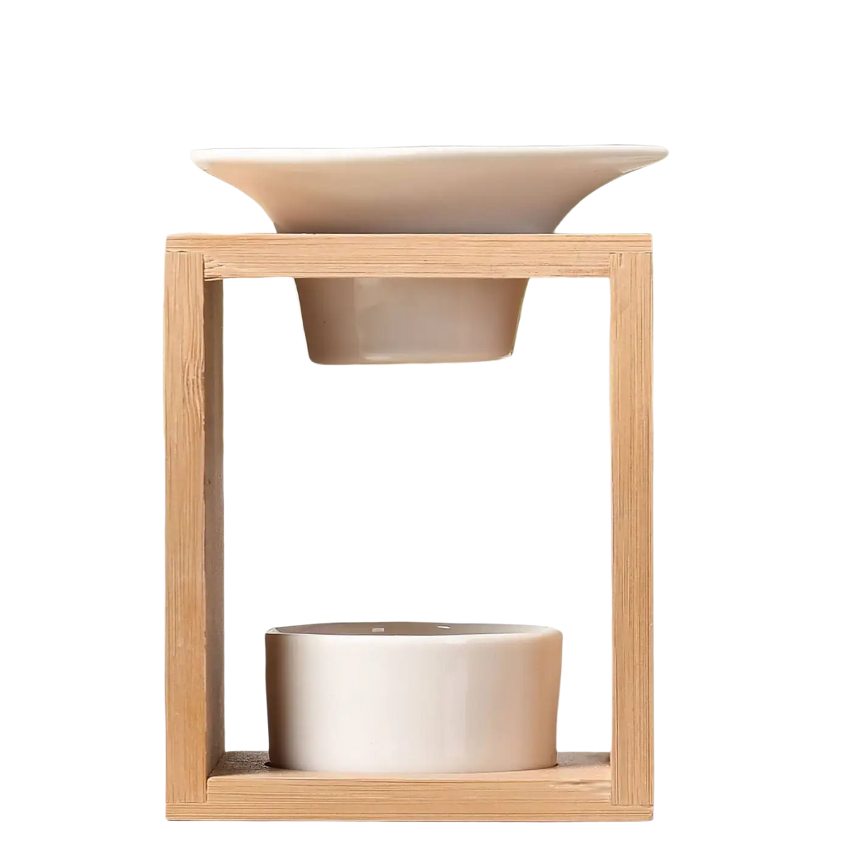 Zen'Arome Duftlampe mit Keramik- und Bambus-Kerzenhalter, Wachsschmelzer für angenehme Raumdüfte