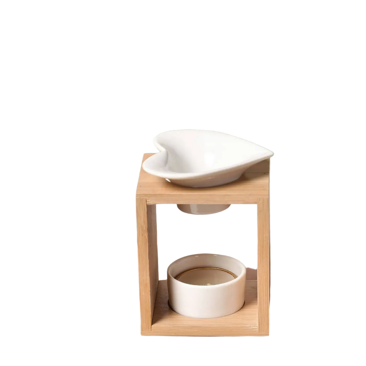 Zen'Arome Duftwachsschmelzer aus Keramik und Bambus, Kerzenhalter und Aromalampe für angenehmen Duft.