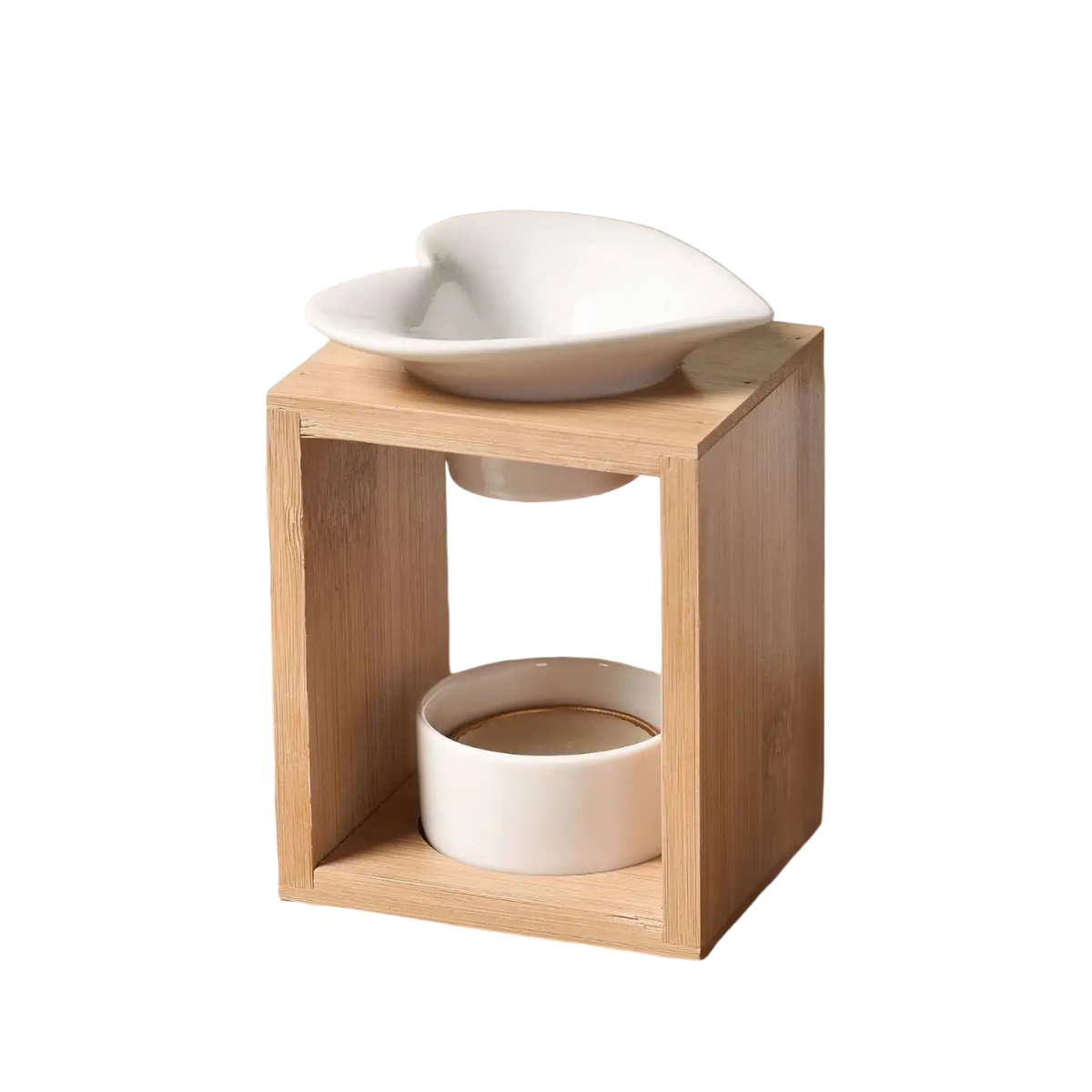 Zen'Arome Duftlampe mit Keramik- und Bambus-Design, Duftwachsschmelzer und Kerzenhalter für aromatische Raumduftmomente