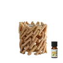 Natürlicher driftwood-wachsbrenner mit klarem glas und elektrischem wachsbrenner zen’arome calorya nr 7