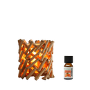 Zen’arome elektrischer wachsbrenner aus geflochtenem bambus in orange mit zhinaohe orangenöl als electric wax burner