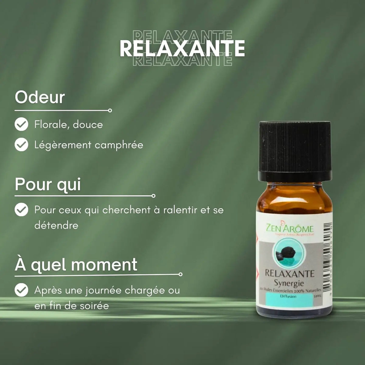 Ätherische Ölmischung von Zen'Arôme, entspannende Duftmischung für Diffusor, 10 ml Flasche, natürliche Aromatherapie.