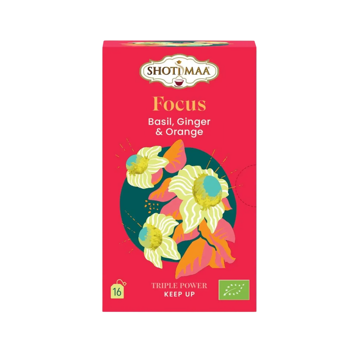 Bio-Kräutertee-Infusion Zen'Arôme Focus mit Basilikum, Ingwer und Orange, frisch zubereitet in einer Tasse.